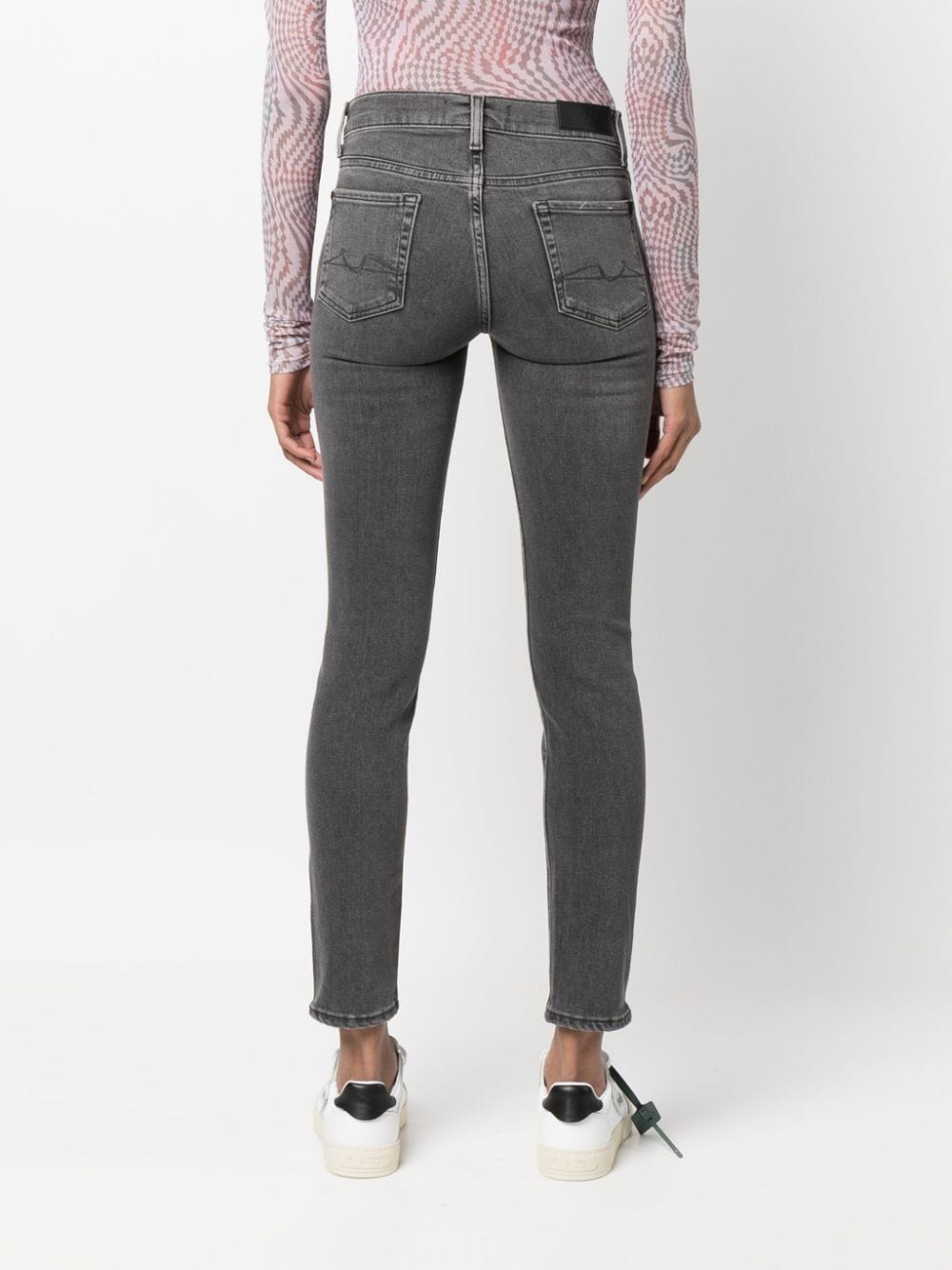 Shop 7 For All Mankind Mid-rise Cropped Skinny Jeans In Black