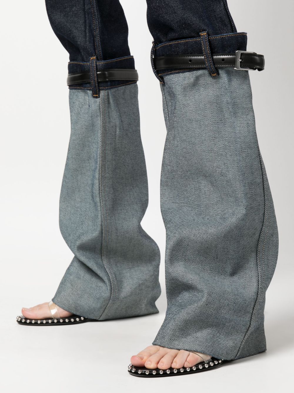 Shop Coperni Hybrid Turn-up Flared Jeans In Blue