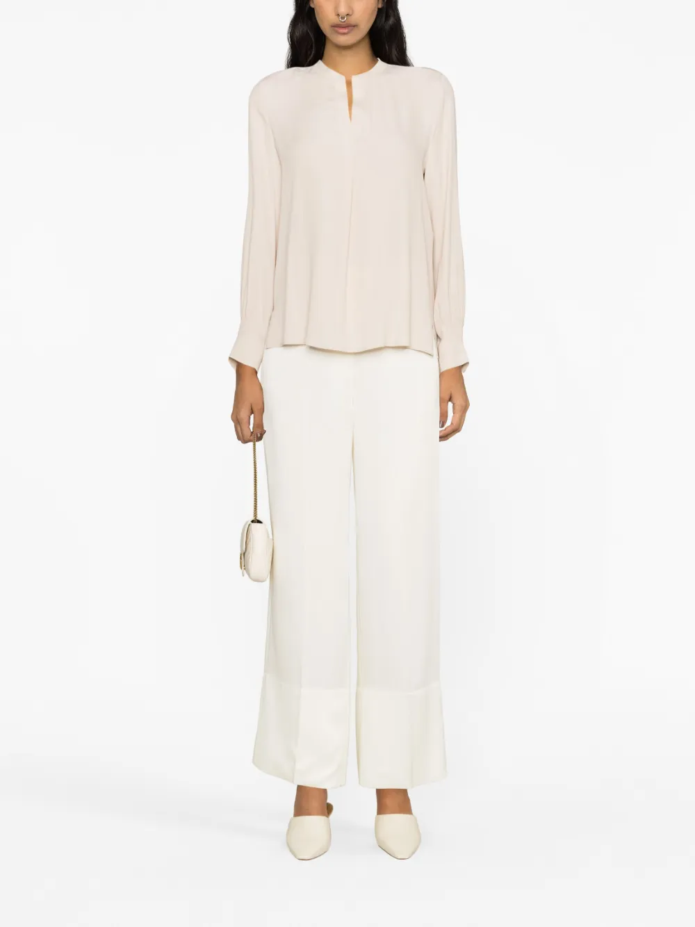Luisa Cerano V-neck long-sleeved blouse - Beige