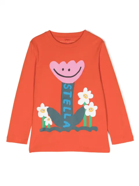 Stella McCartney Kids Smiley Tulip floral-print cotton T-shirt