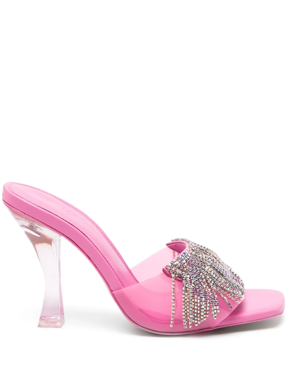 Shop Cult Gaia Lana 115mm Fringed Rhinestone Mules In Pink