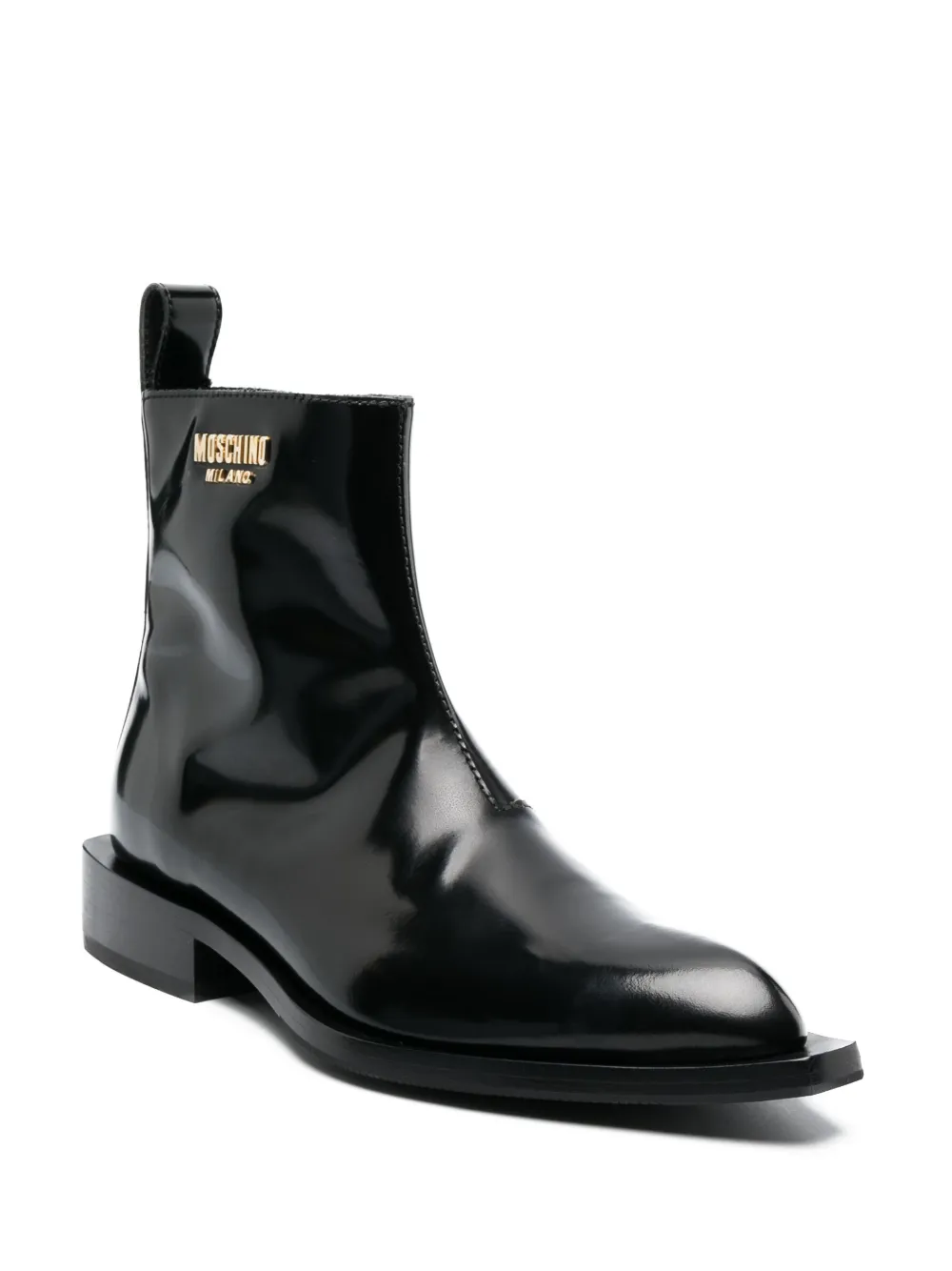 Moschino Camperos logo-plaque patent-leather boots - Zwart