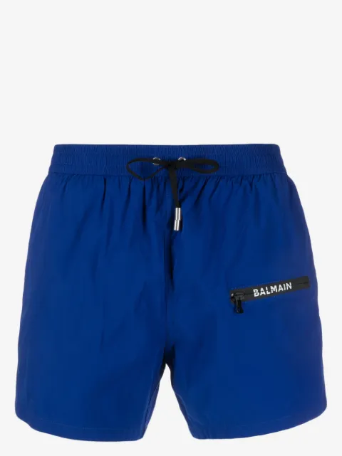 Balmain shorts de playa con logo estampado