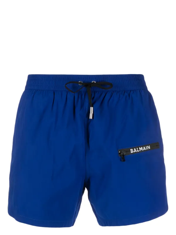 Balmain Logo-print Swim Shorts in Blue