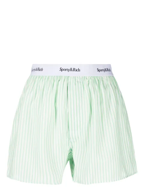 Sporty & Rich logo-waistband striped boxer shorts