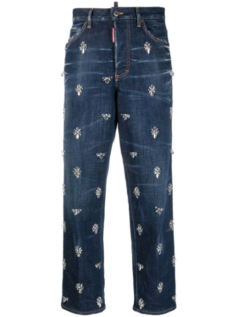 DSQUARED2 Crystal Flies high-rise cropped jeans Women