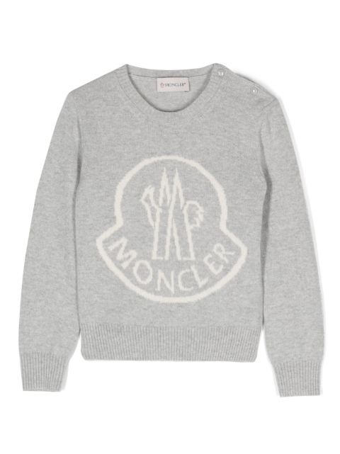 Moncler Enfant intarsia-knit logo crew-neck jumper