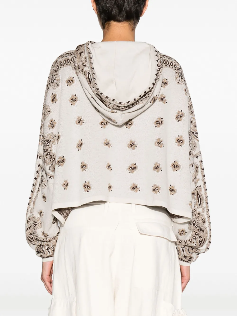 Amiri Bandana Print Knit Hoodie With Logo Embroidery In Neutrals