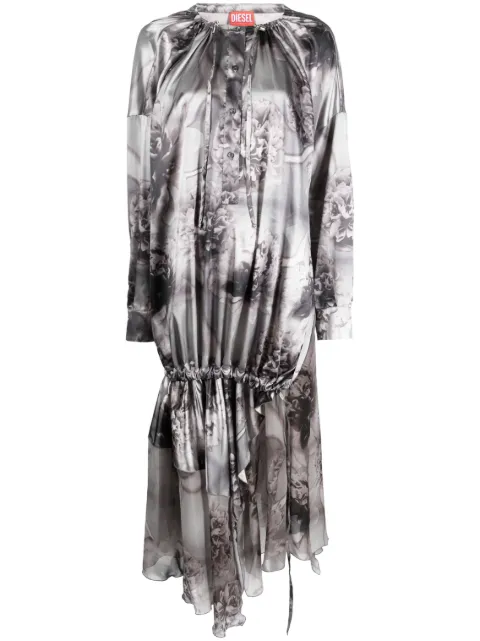 Diesel floral-print drawstring maxi dress