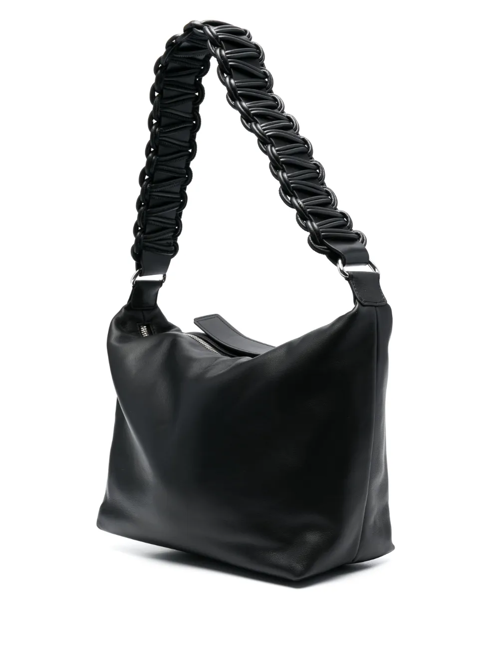 Shop Kara Lattice Leather Tote Bag In Black