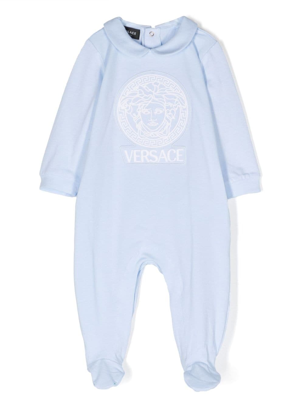 versace kids pyjama en coton stretch à motif medusa head - bleu