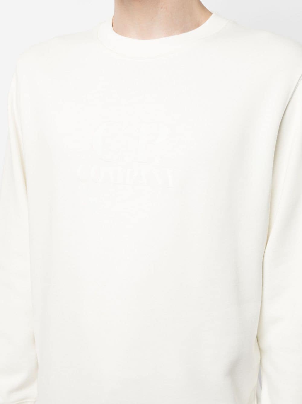 Shop C.p. Company Raised-logo Cotton Sweatshirt In White