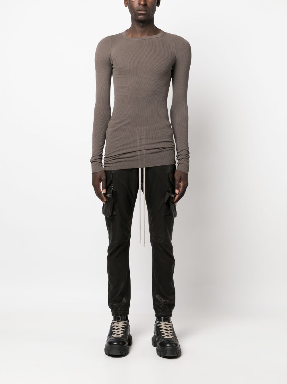 Shop Rick Owens Ribbed-knit Slim-cut Jumper In Green