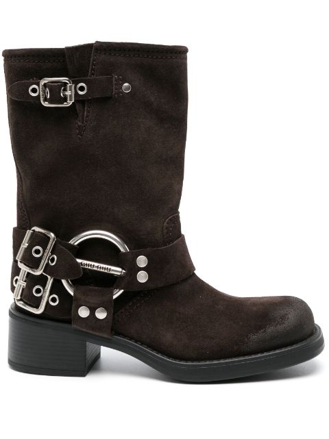 Miu Miu buckle-detail suede boots