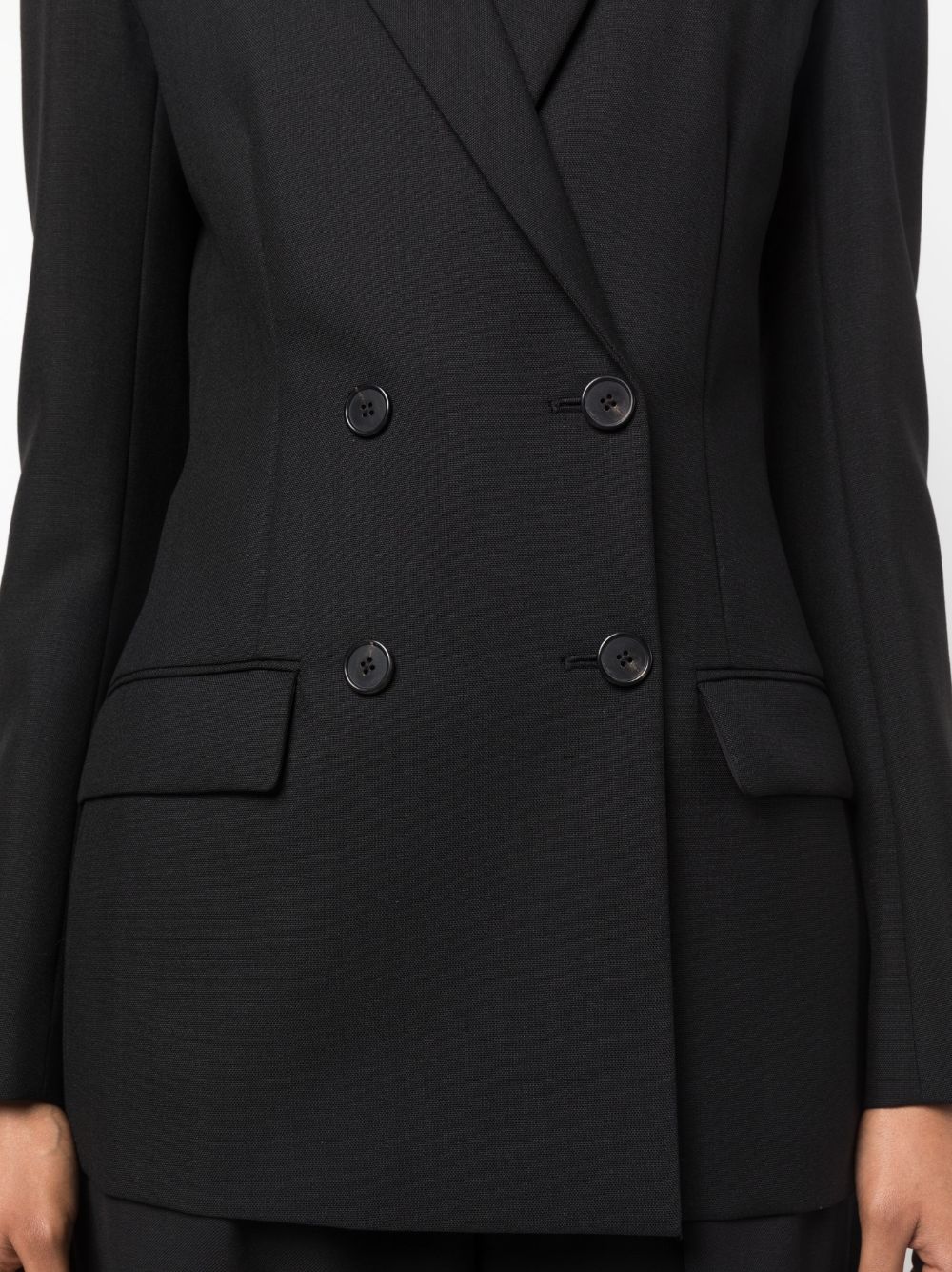 Shop The Row Double-breasted Virgin Wool-mohair Blazer In Black