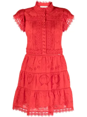 Alice and olivia red best sale lace dress