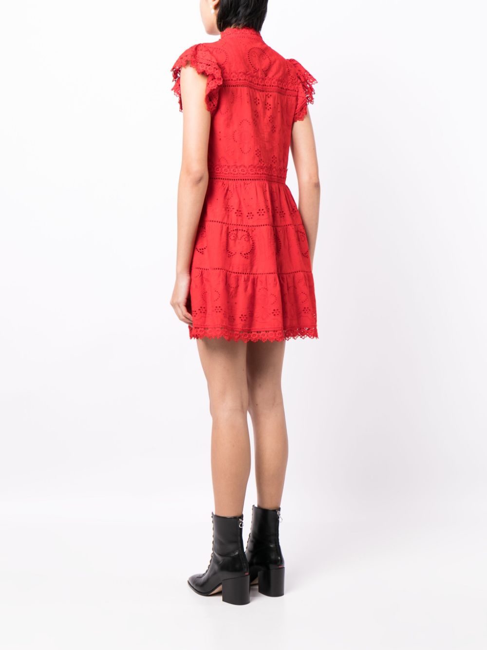 Shop Alice And Olivia Marina Tiered Minidress In Red
