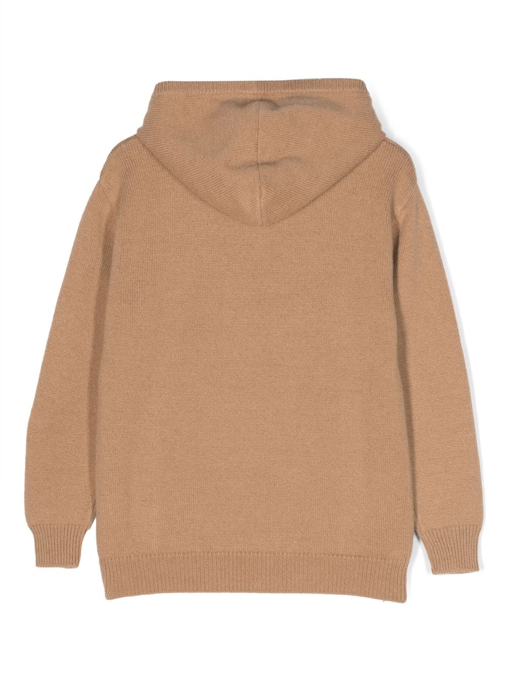 Balmain Kids intarsia-knitted logo hoodie - Bruin