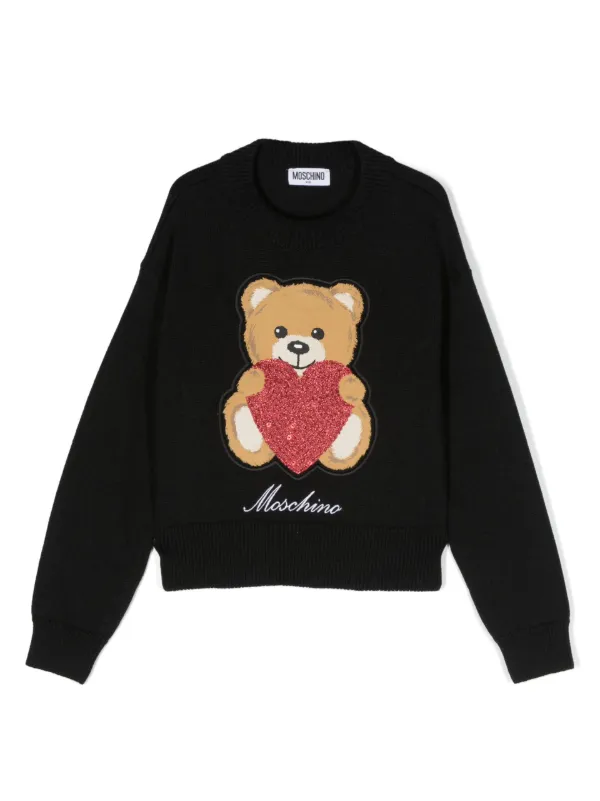 Moschino Kids intarsia-knit Logo Jumper Black FARFETCH IN