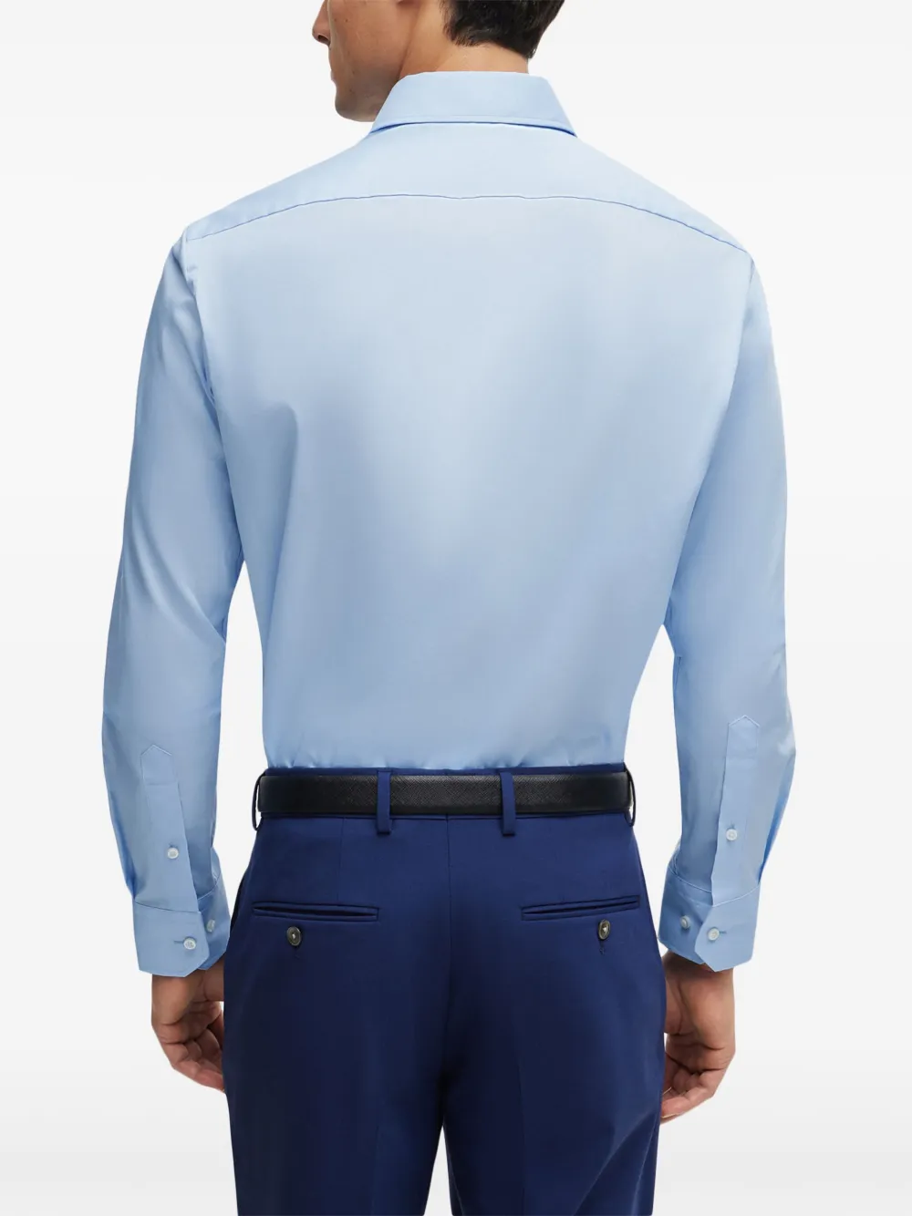 Shop Hugo Boss Button-up Cotton Shirt In Blue