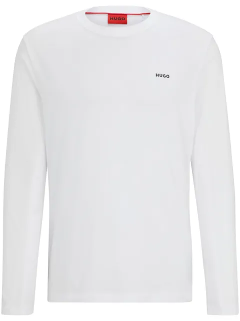 HUGO Camiseta de algodão mangas longas