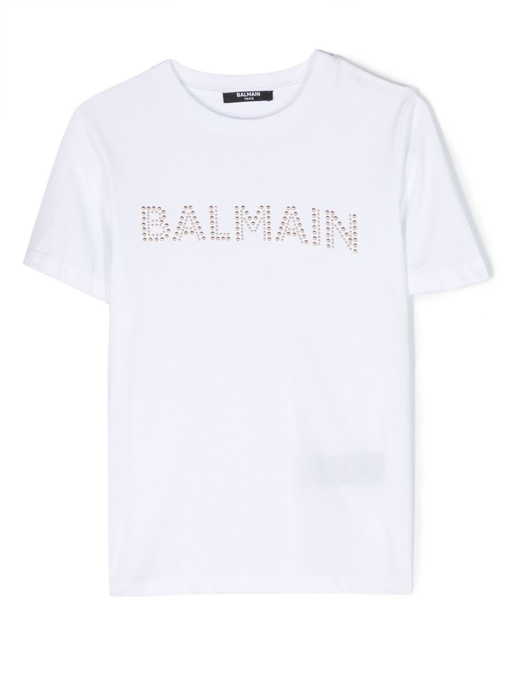 Balmain Kids stud-embellished logo cotton T-shirt - White