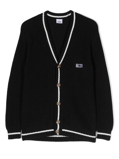 Gcds Kids logo-embroidered cotton cardigan