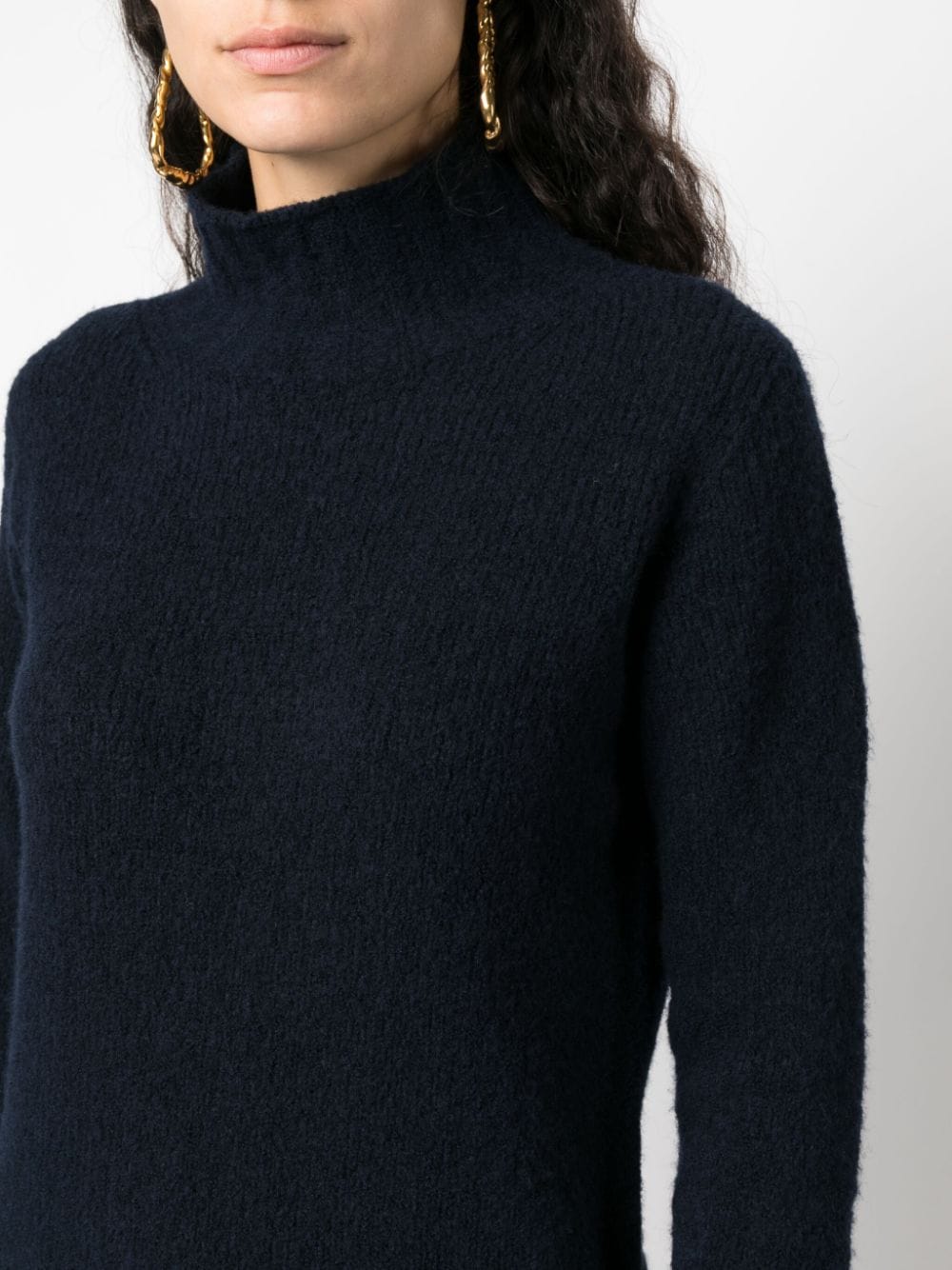 Shop Gentry Portofino High-neck Virgin Wool-blend Jumper In Blue