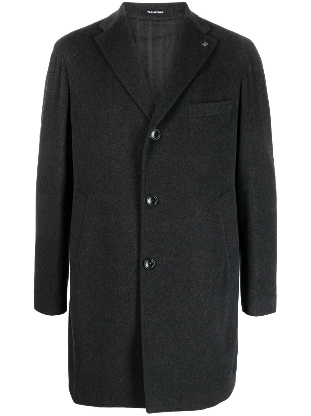 single-breasted wool-blend coat