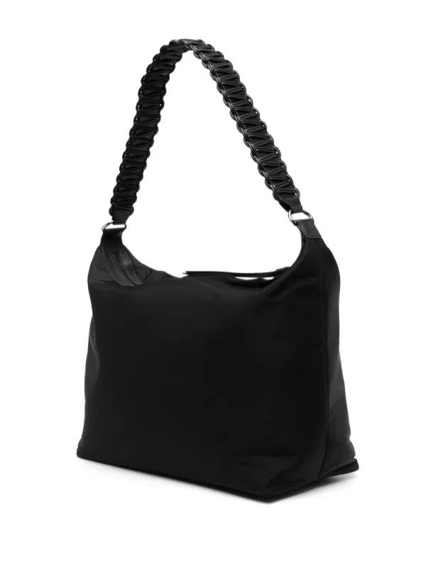 Kara Lattice Braided Strap Tote Bag Black