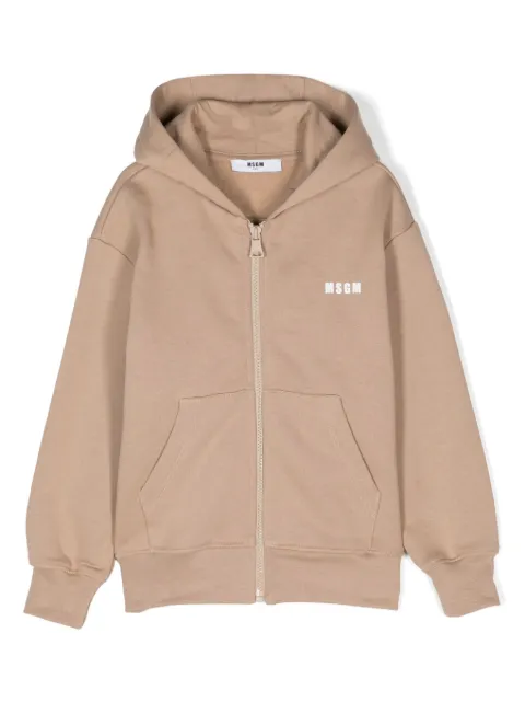 MSGM Kids Moletom de capuz com logo e zíper 