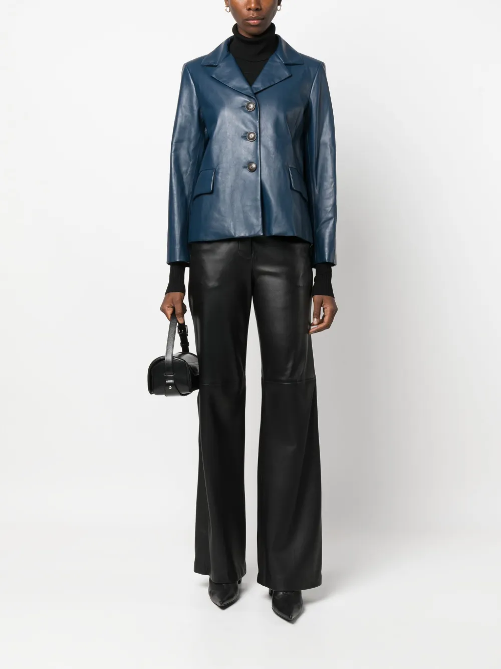 Simonetta Ravizza button-up leather blazer - Blauw