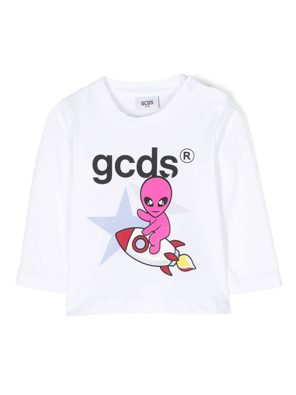 Gcds Babies' Graphic-print Long-sleeved T-shirt In White