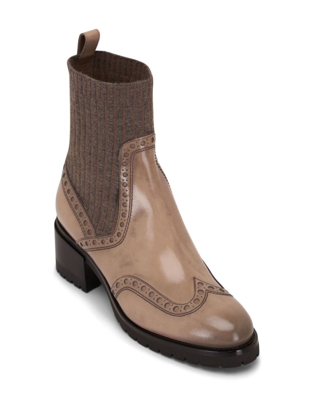 Shop Santoni Perforated-detail Leather Sock Boots In Brown