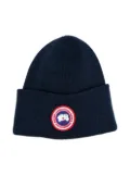 Canada Goose Kids logo-patch wool beanie - Blue