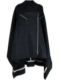 SHANG XIA checkered asymmetric zip-up cape - Blue