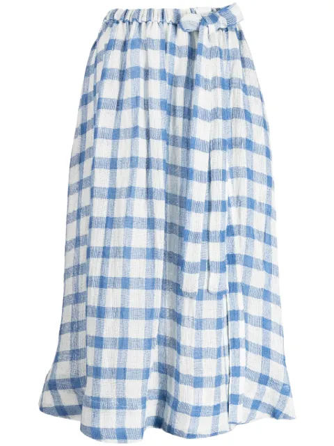 Lisa Marie Fernandez gingham-pattern linen-blend skirt