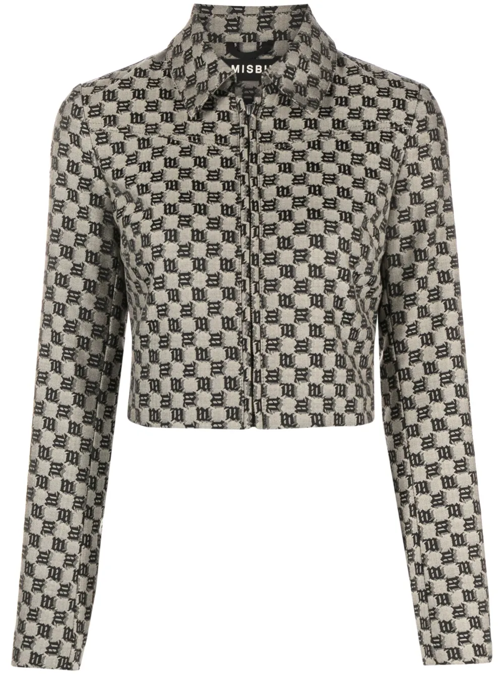MISBHV cropped monogram-jacquard jacket | Neutrals | Image 1