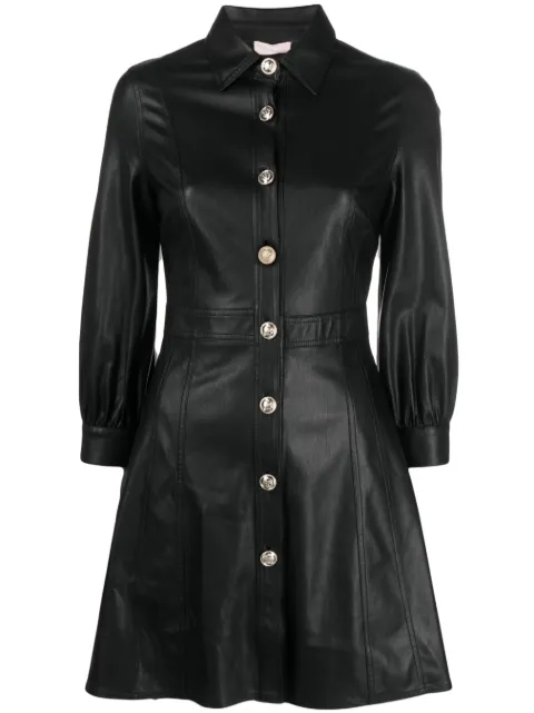 LIU JO embossed-button faux-leather minidress