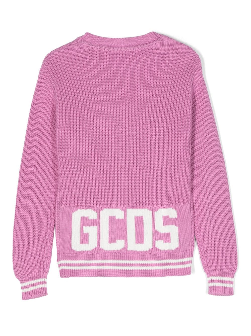 Gcds Kids logo intarsia-knit cotton jumper - Roze