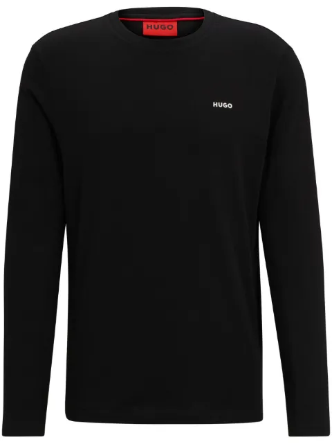 HUGO Camiseta de algodão mangas longas