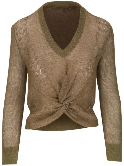 Veronica Beard ruched-detail V-neck jumper 