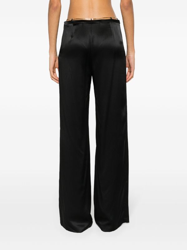 Black satin hot sale flared trousers