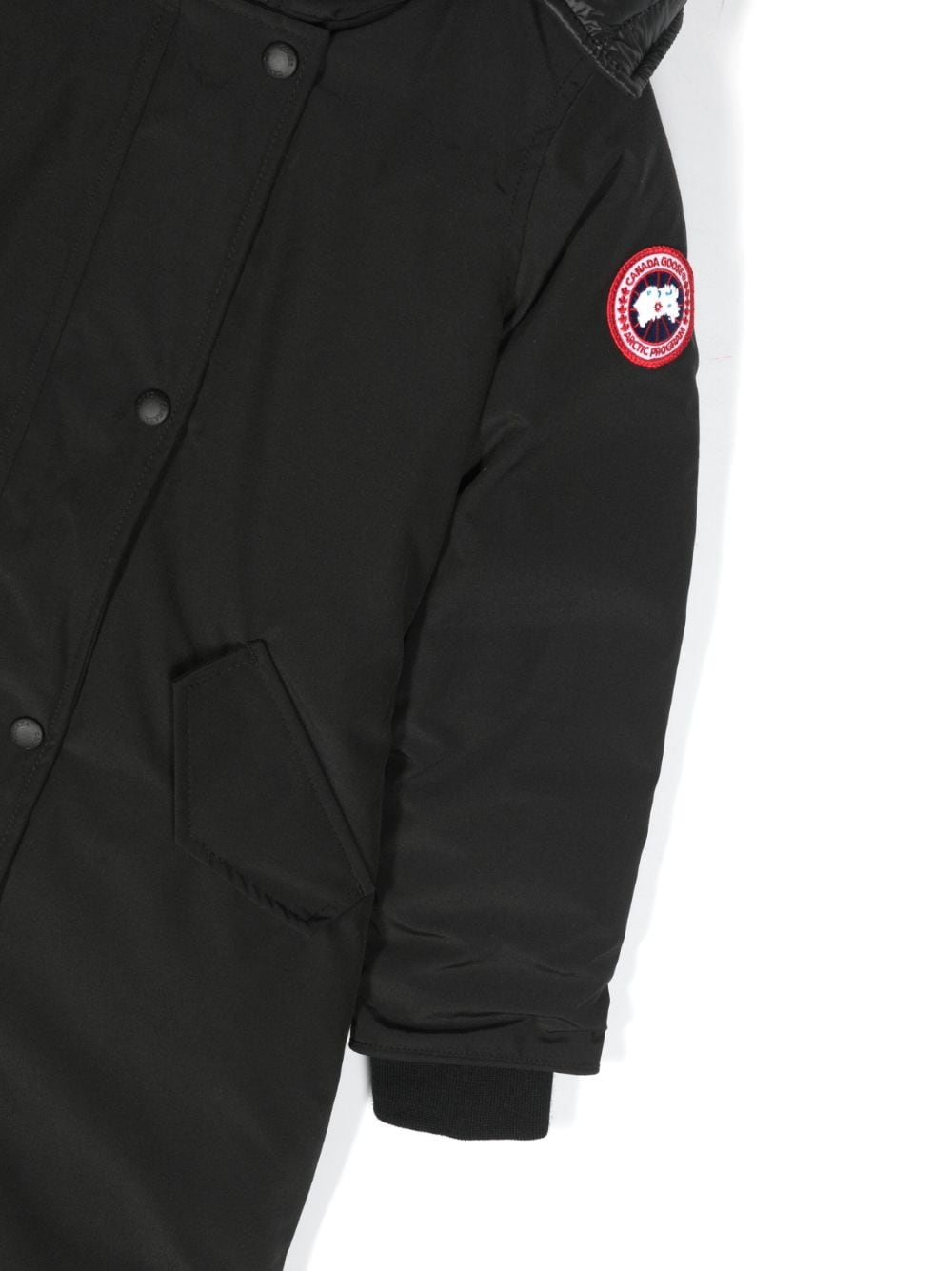 Shop Canada Goose Logo-patch Padded Midi Coat In Black