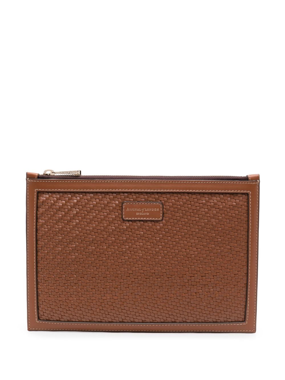 Aspinal Of London Large Essential Leather Clutch Bag In Braun