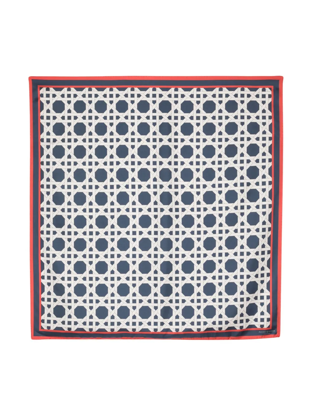 Aspinal Of London Rattan Weave Silk Scarf In Blue