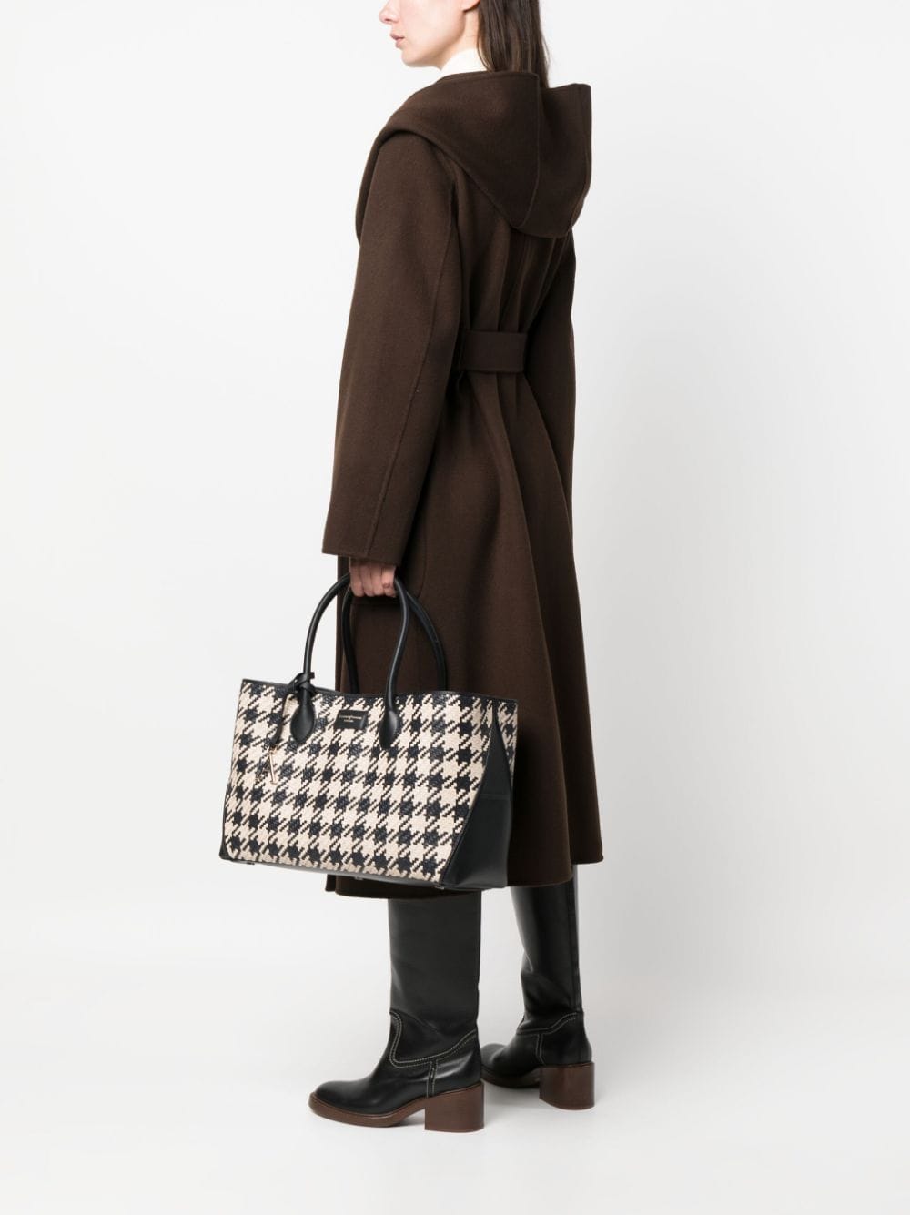 Shop Aspinal Of London London Houndstooth Woven Tote Bag In Nude