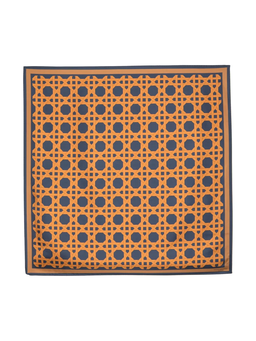 Aspinal Of London Ratan Weave-print Silk Scarf In Blue