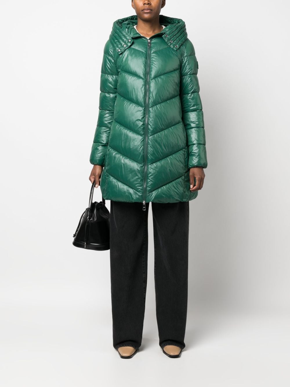 BOSS funnel-neck quilted raincoat - Groen