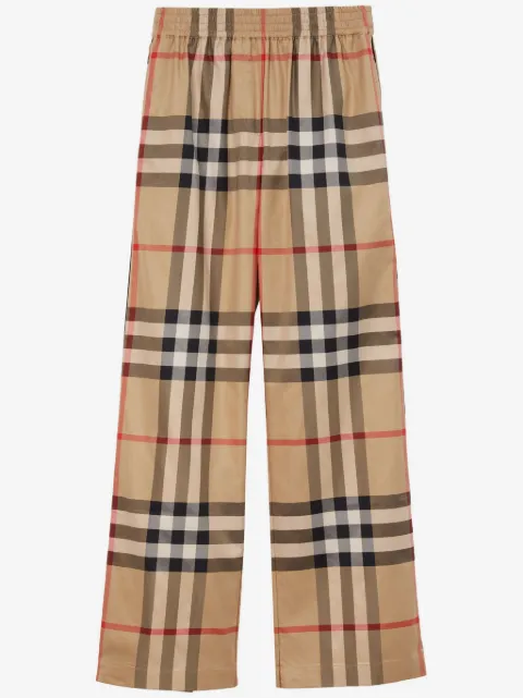 Burberry pantalones acampanados con motivo de cuadros